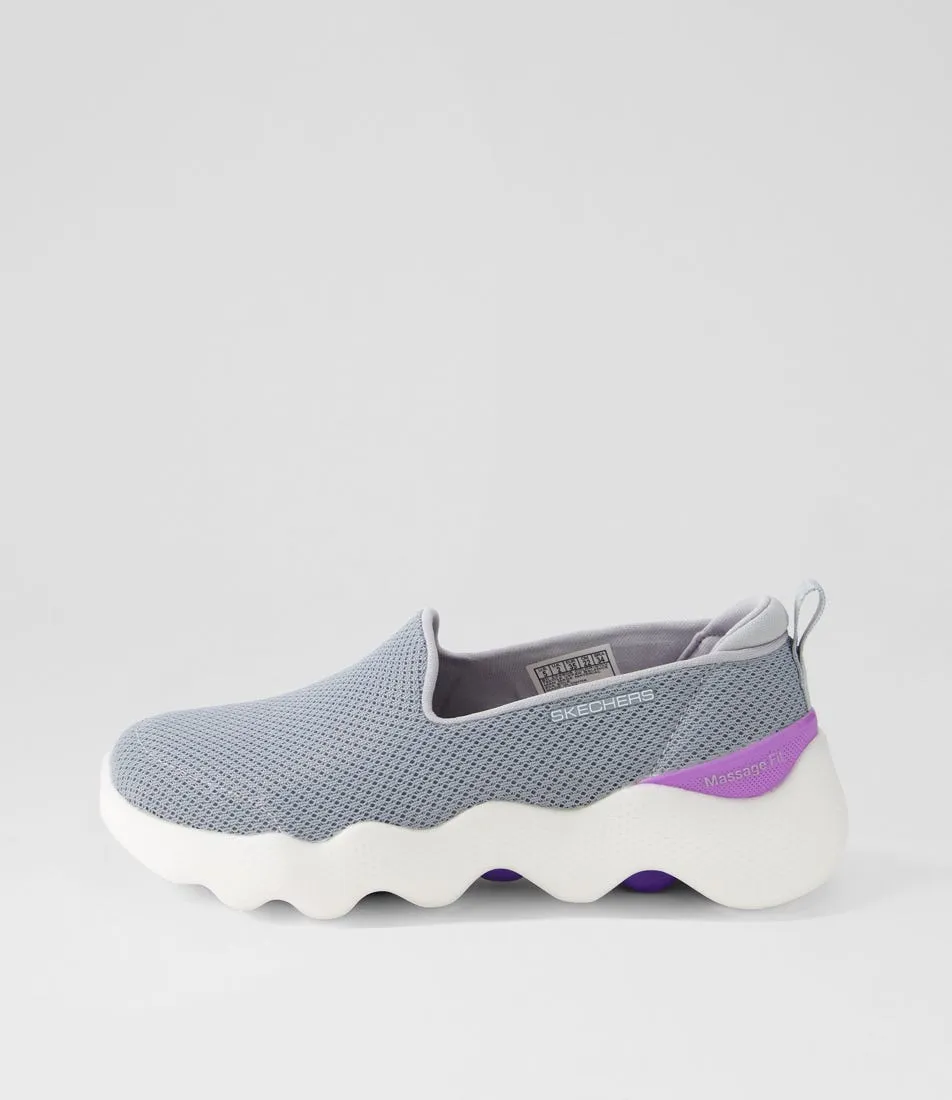 SKECHERS Go Walk Massage Grey Lavender Fabric Sneakers