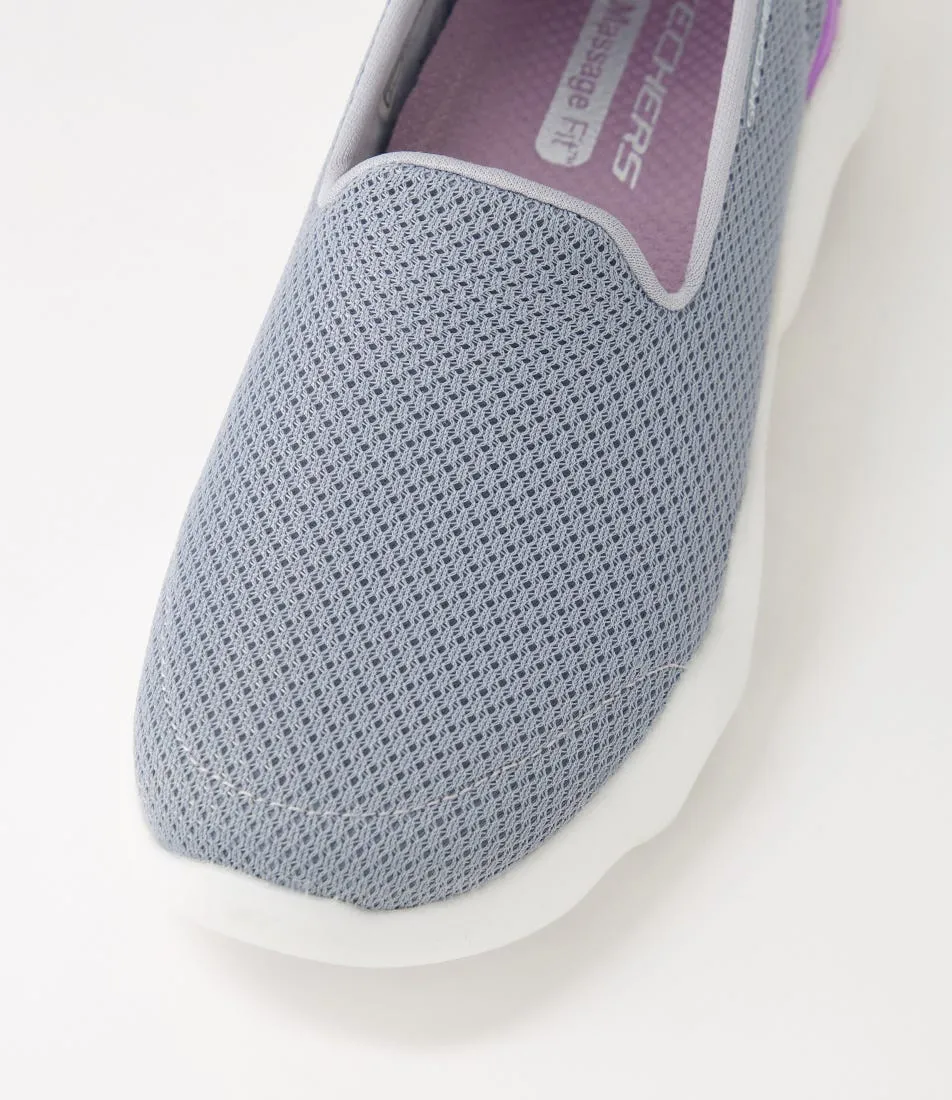 SKECHERS Go Walk Massage Grey Lavender Fabric Sneakers