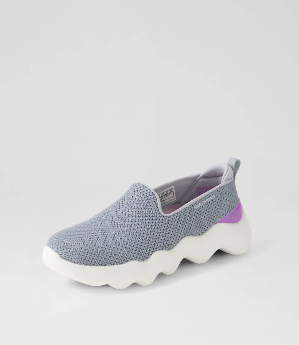 SKECHERS Go Walk Massage Grey Lavender Fabric Sneakers