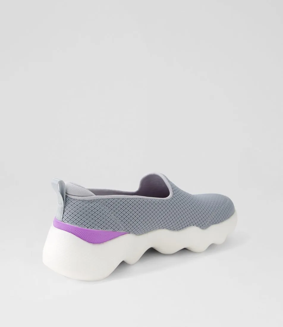 SKECHERS Go Walk Massage Grey Lavender Fabric Sneakers