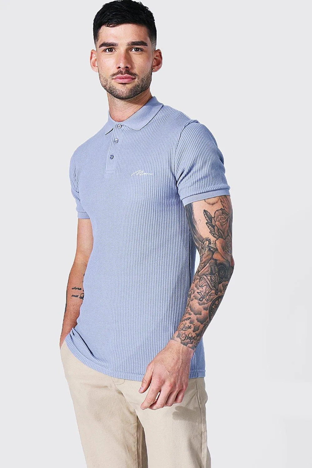 Slim Man Signature Waffle Polo