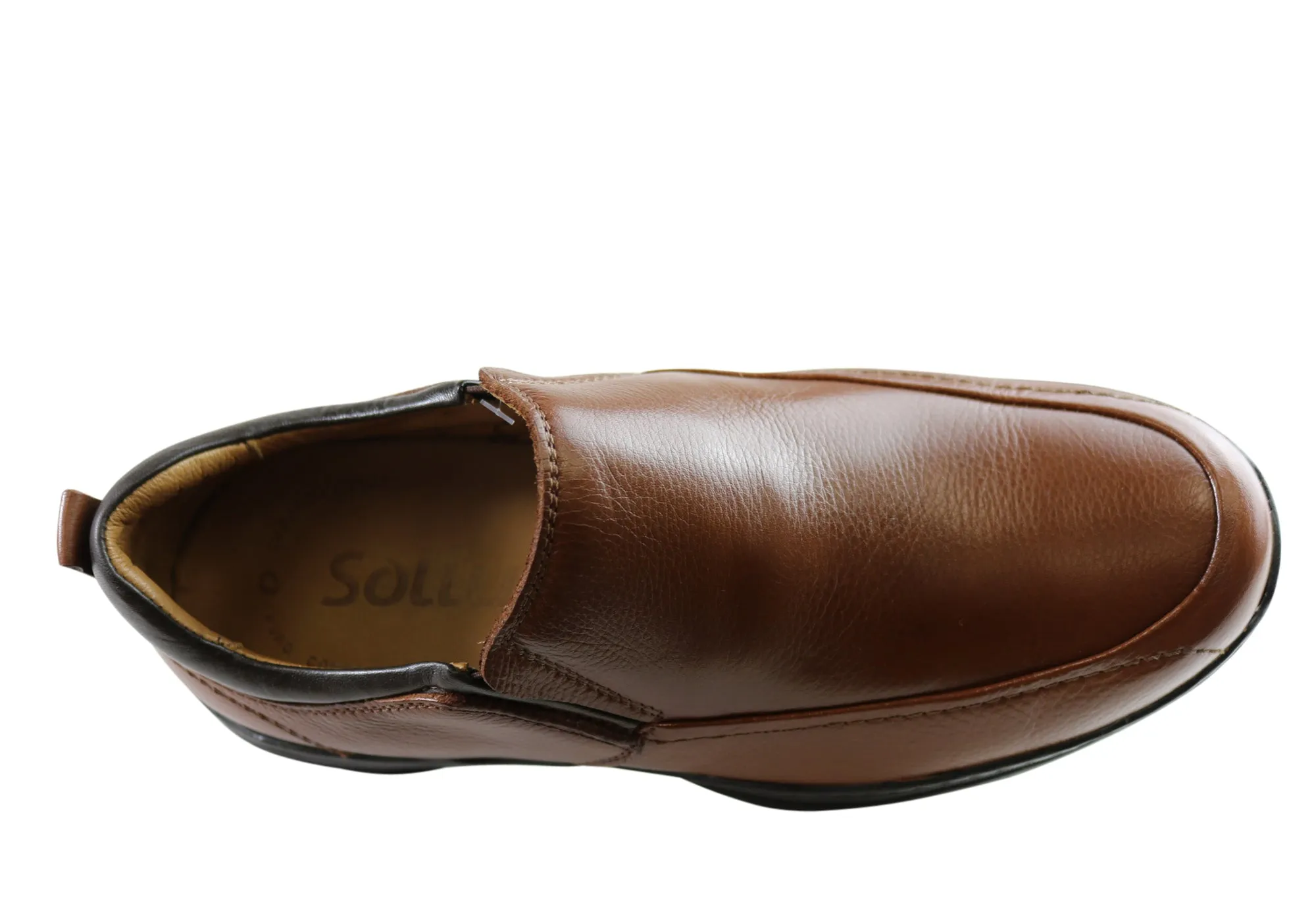 Sollu Dolan Mens Leather Slip On Comfort Shoes Made In Brazil