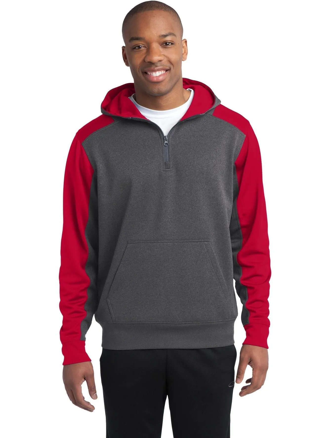 Sport-Tek Colorblock Tech Fleece 1/4-Zip Hooded Sweatshirt