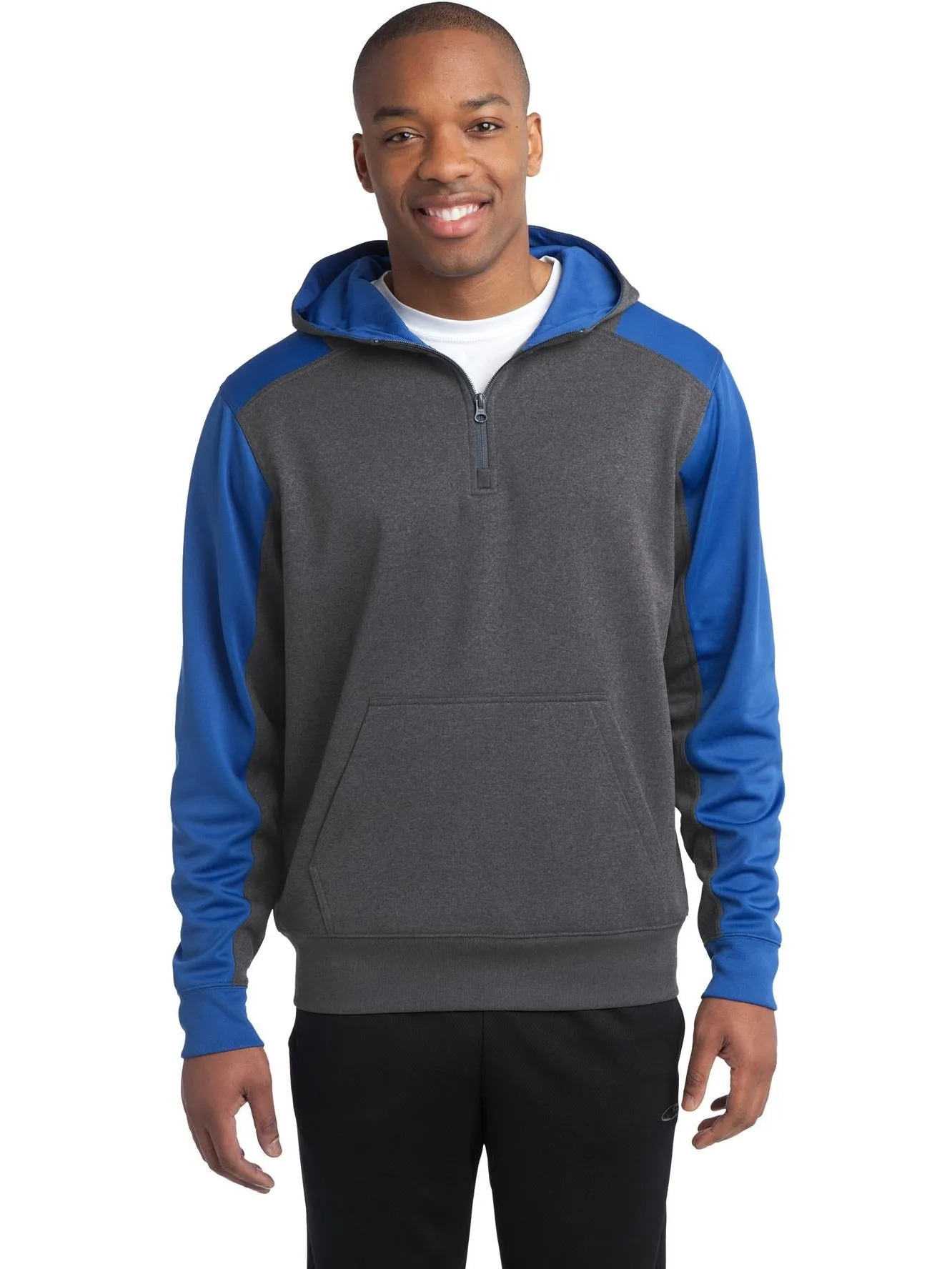 Sport-Tek Colorblock Tech Fleece 1/4-Zip Hooded Sweatshirt