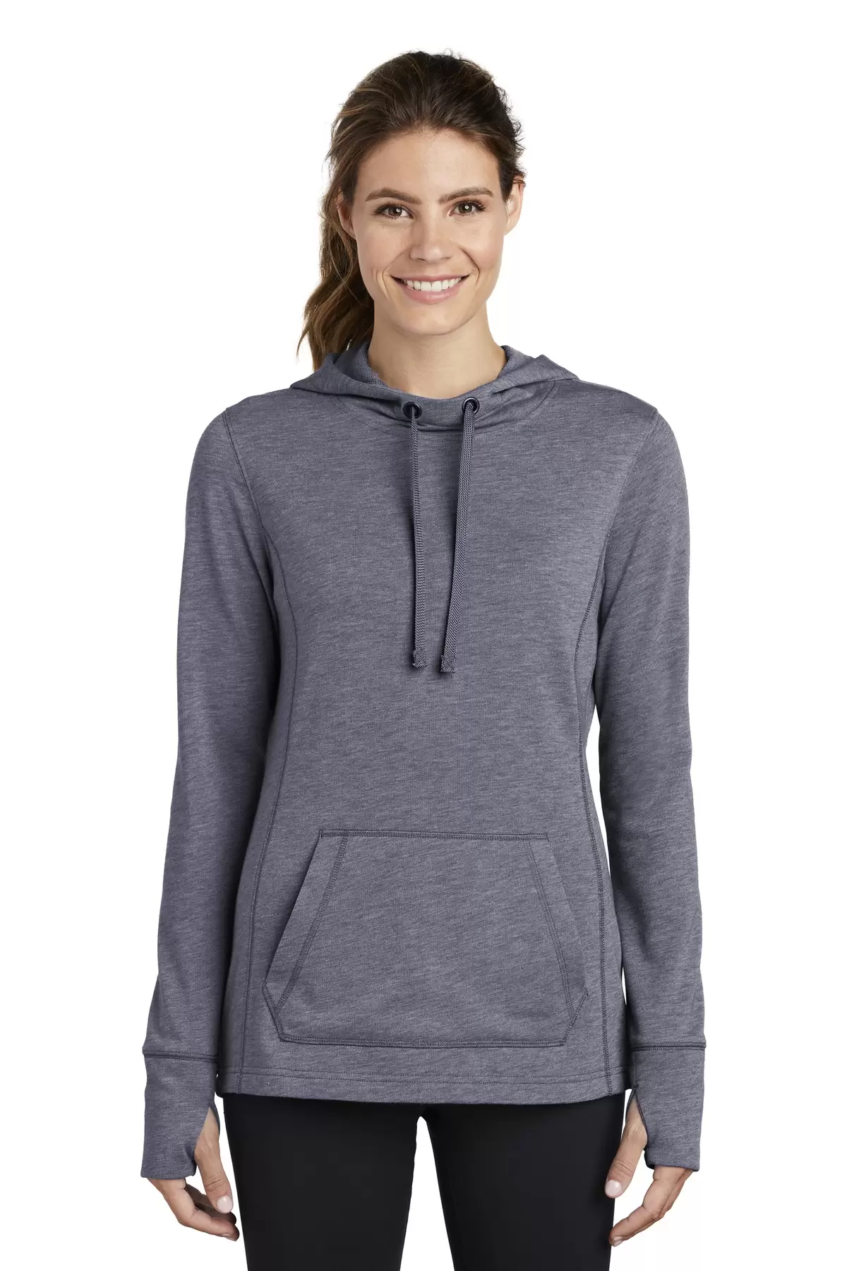 Sport Tek LST296 Sport-Tek  Ladies PosiCharge  Tri-Blend Wicking Fleece Hooded Pullover SKU: LST296