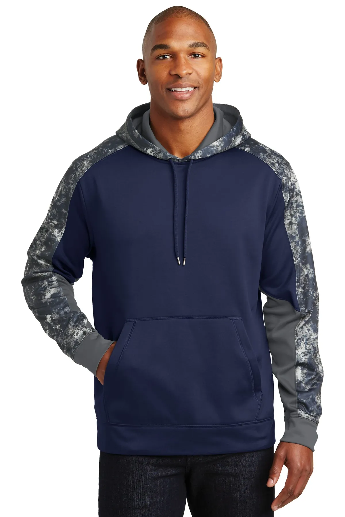 Sport Tek ST231 Sport-Tek Sport-Wick Mineral Freeze Fleece Colorblock Hooded Pullover SKU: ST231