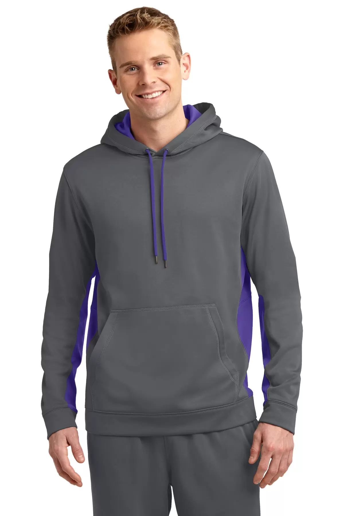 Sport Tek ST235 Sport-Tek Sport-Wick Fleece Colorblock Hooded Pullover SKU: ST235