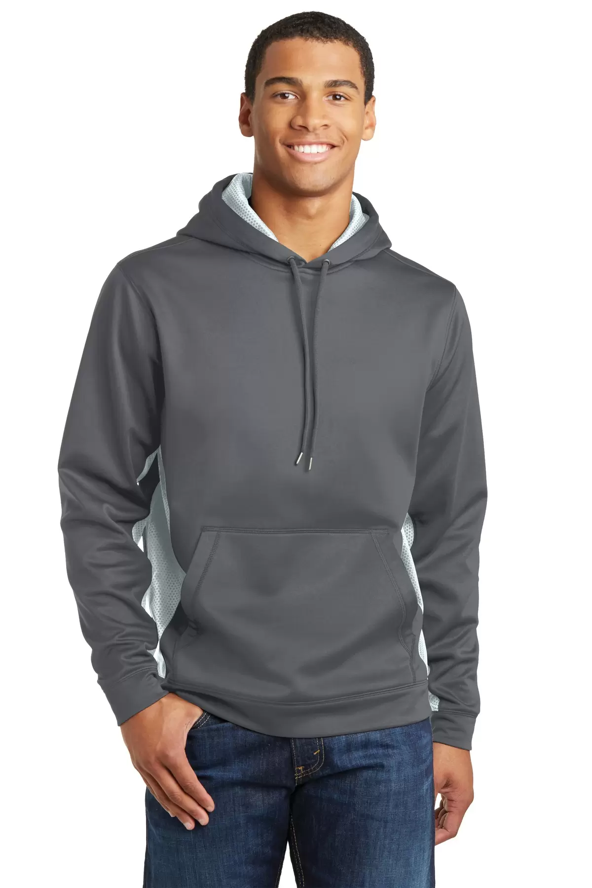 Sport Tek ST239 Sport-Tek Sport-Wick CamoHex Fleece Colorblock Hooded Pullover SKU: ST239