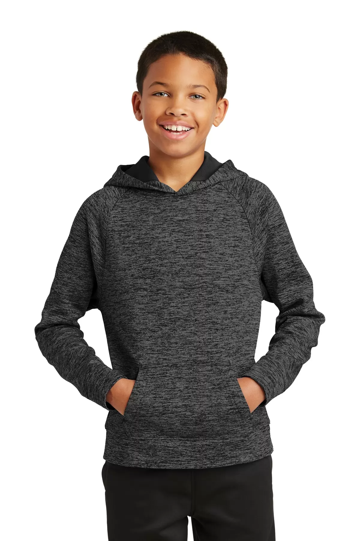 Sport Tek YST225 Sport-Tek Youth PosiCharge Electric Heather Fleece Hooded Pullover SKU: YST225