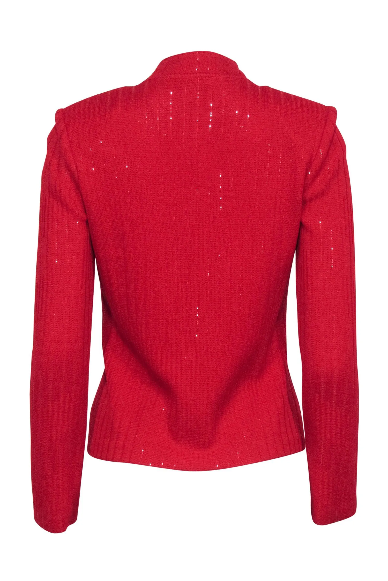 St. John - Red Sequin Detail Knit Zip Up Jacket Sz 2