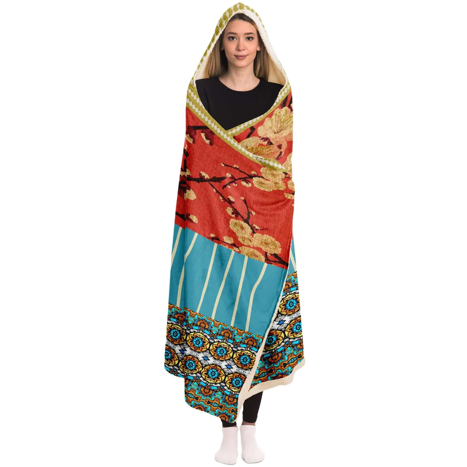 Sukiyaki Sherpa Fleece Hooded Blanket (3 Size Options)