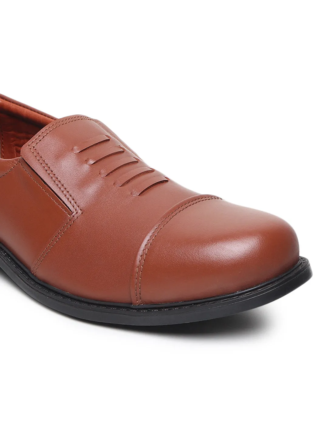 Teakwood Genuine Leather Tan Slip On Shoes for Men