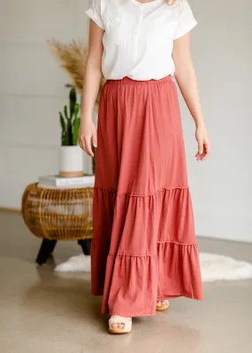 Terracotta Tiered Peasant Skirt