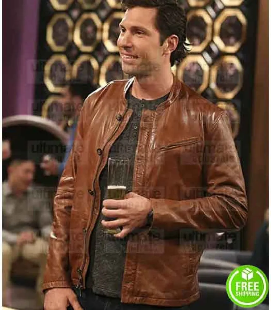 THE BIG BANG THEORY BRAIN THOMAS SMITH (ZACK JOHNSON) BROWN LEATHER JACKET