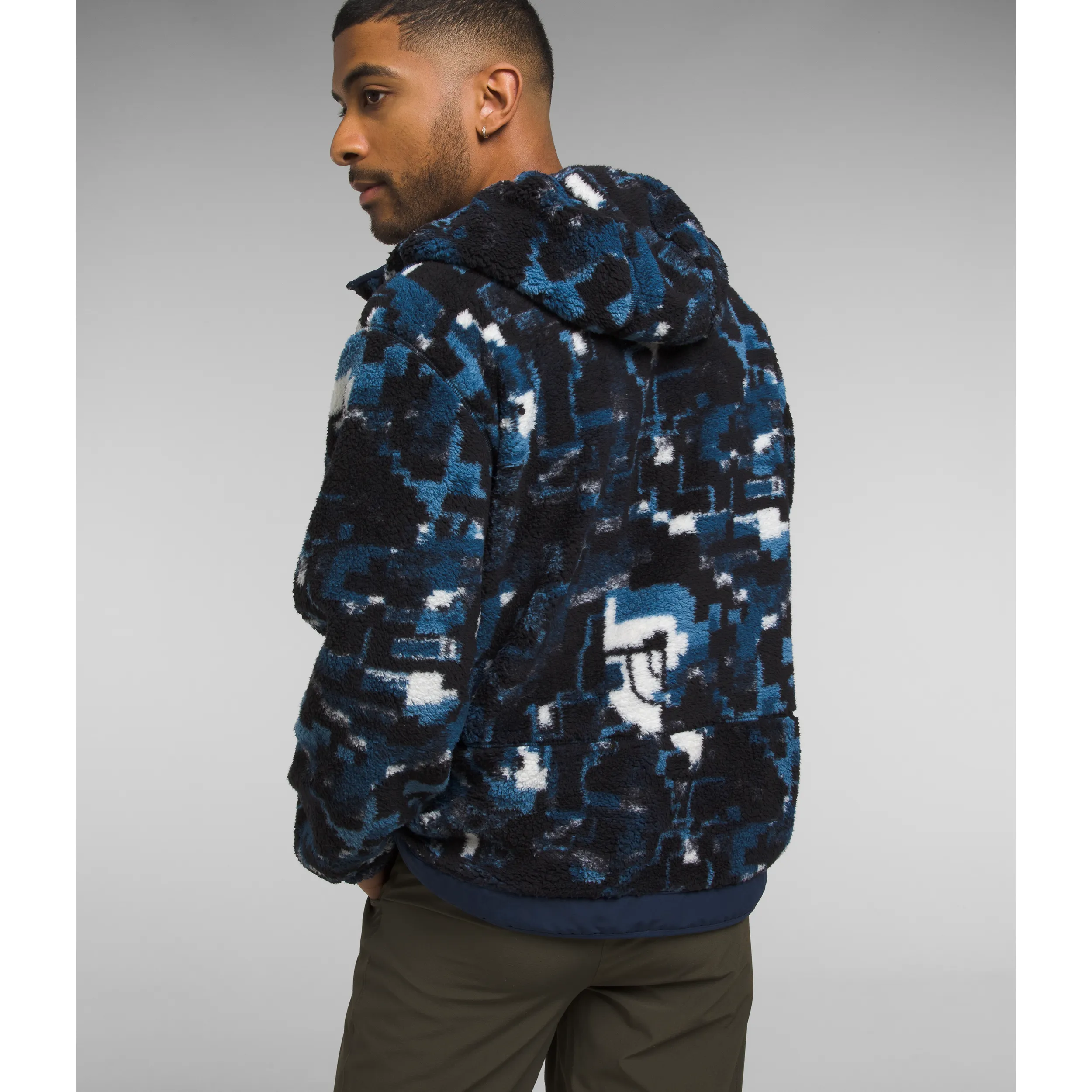 The North Face Men's Campshire Fleece Hoodie in Summit Navy Digital Half Dome Print