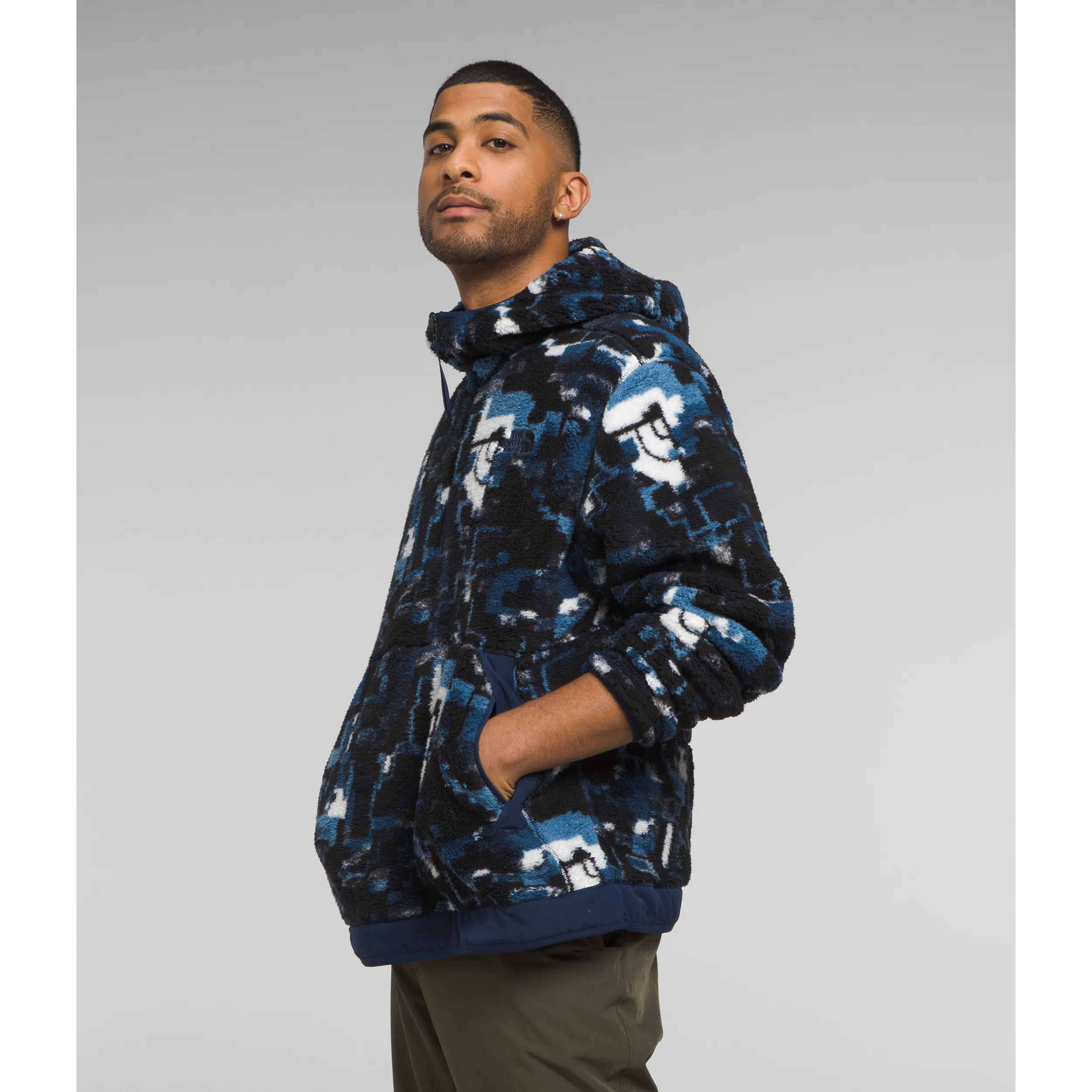 The North Face Men's Campshire Fleece Hoodie in Summit Navy Digital Half Dome Print