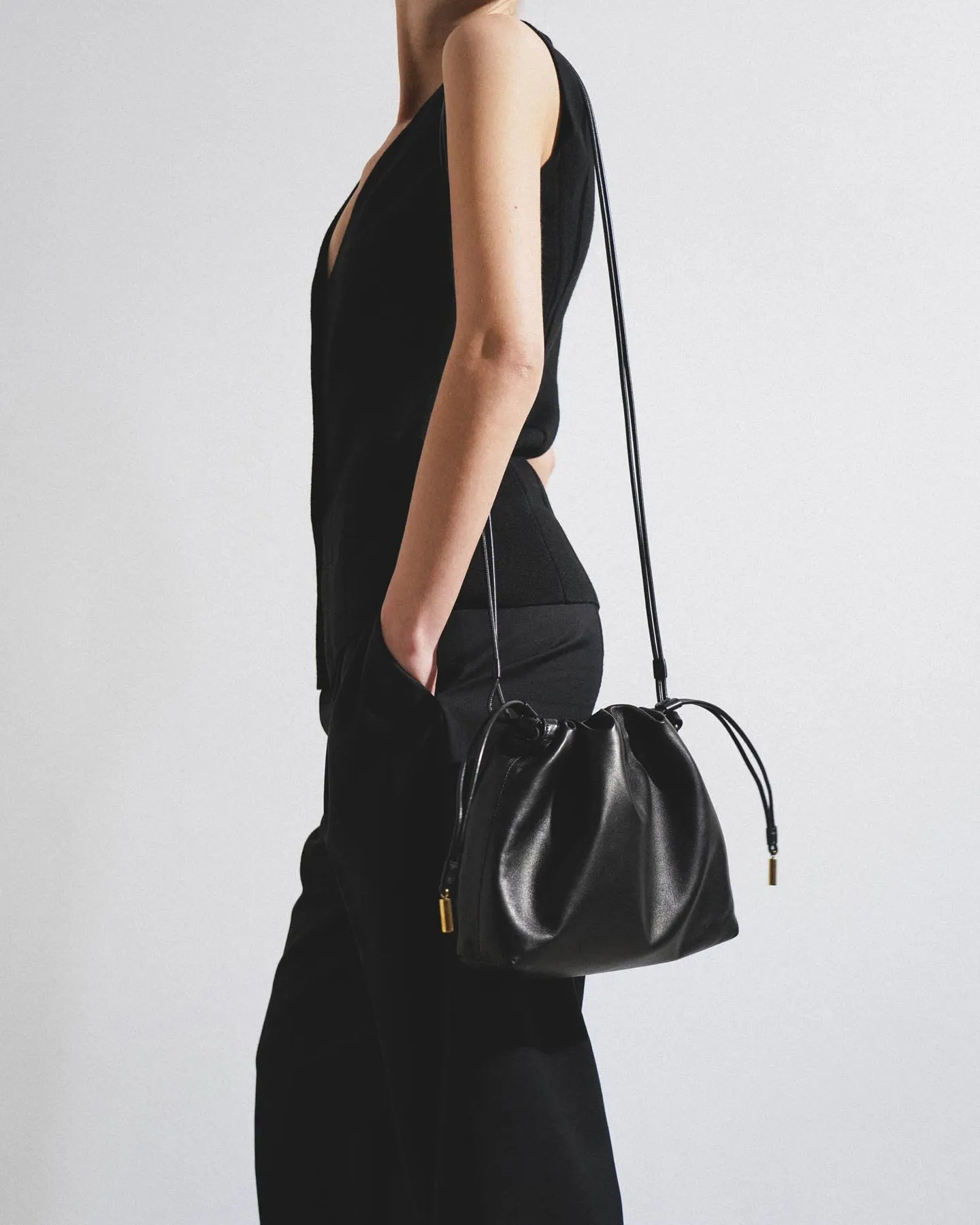 The Row Angy black leather bag