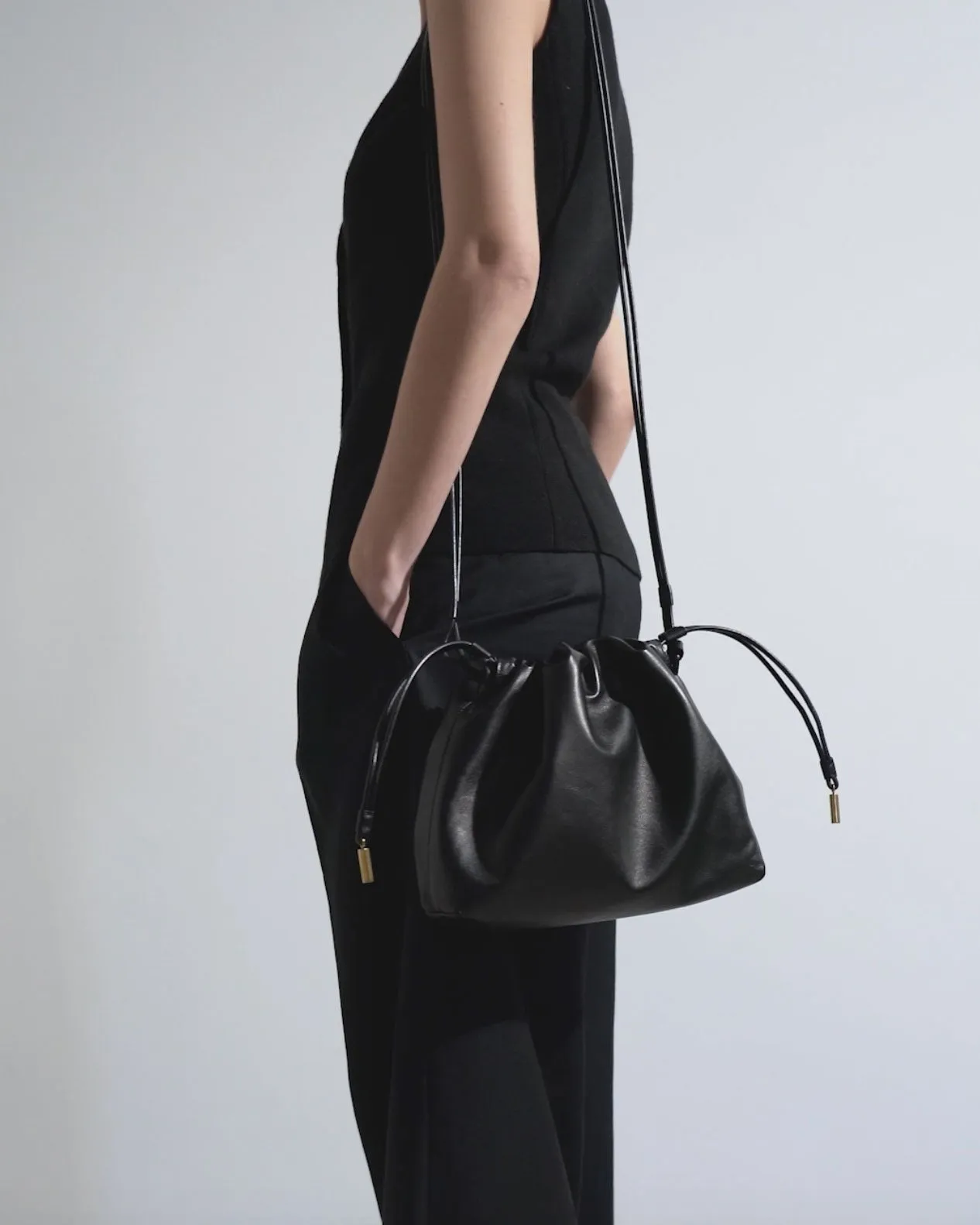 The Row Angy black leather bag