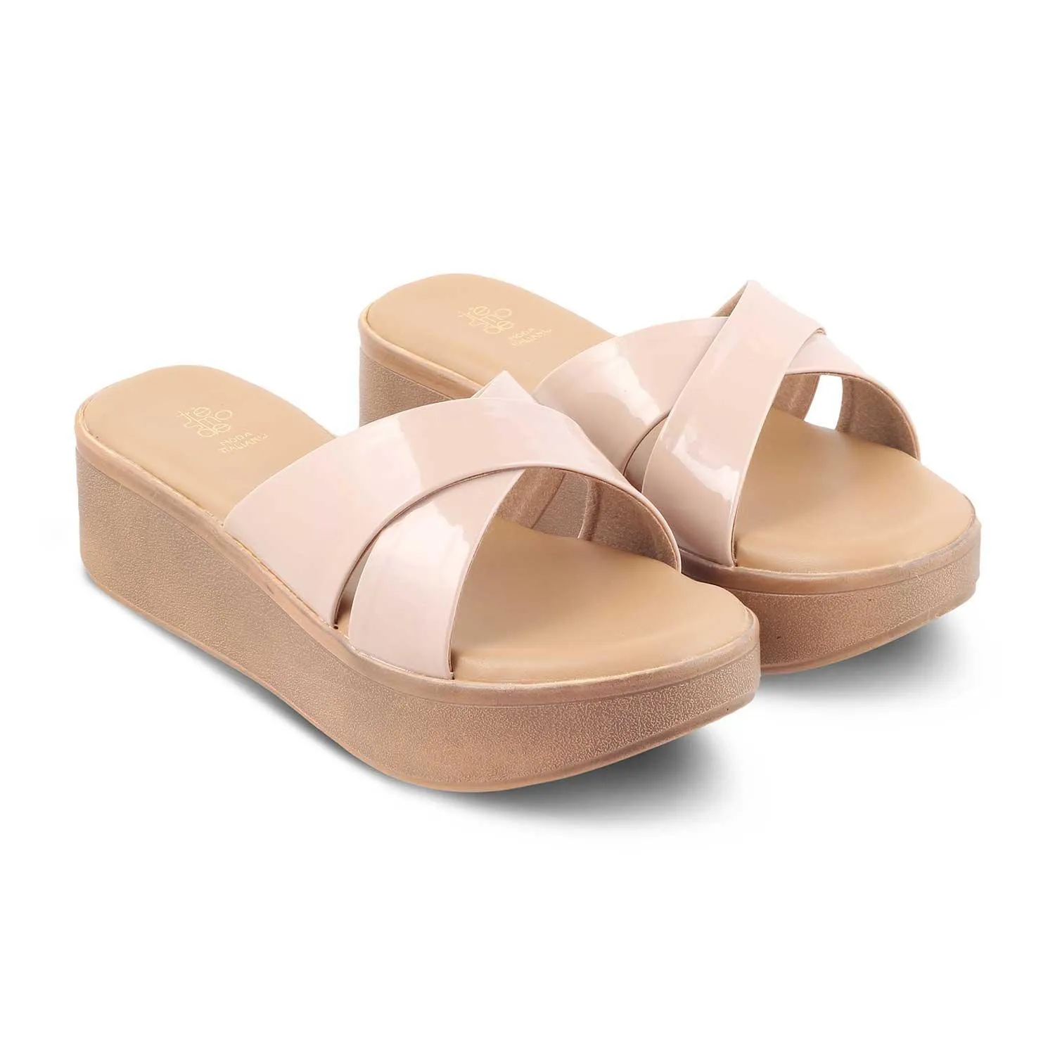 The Simedge Beige Women's Dress Wedge Sandals Tresmode