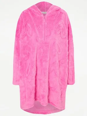 Tickled Pink Heart Zip Up Fleece Snuggle Hoodie | Lingerie | George at ASDA