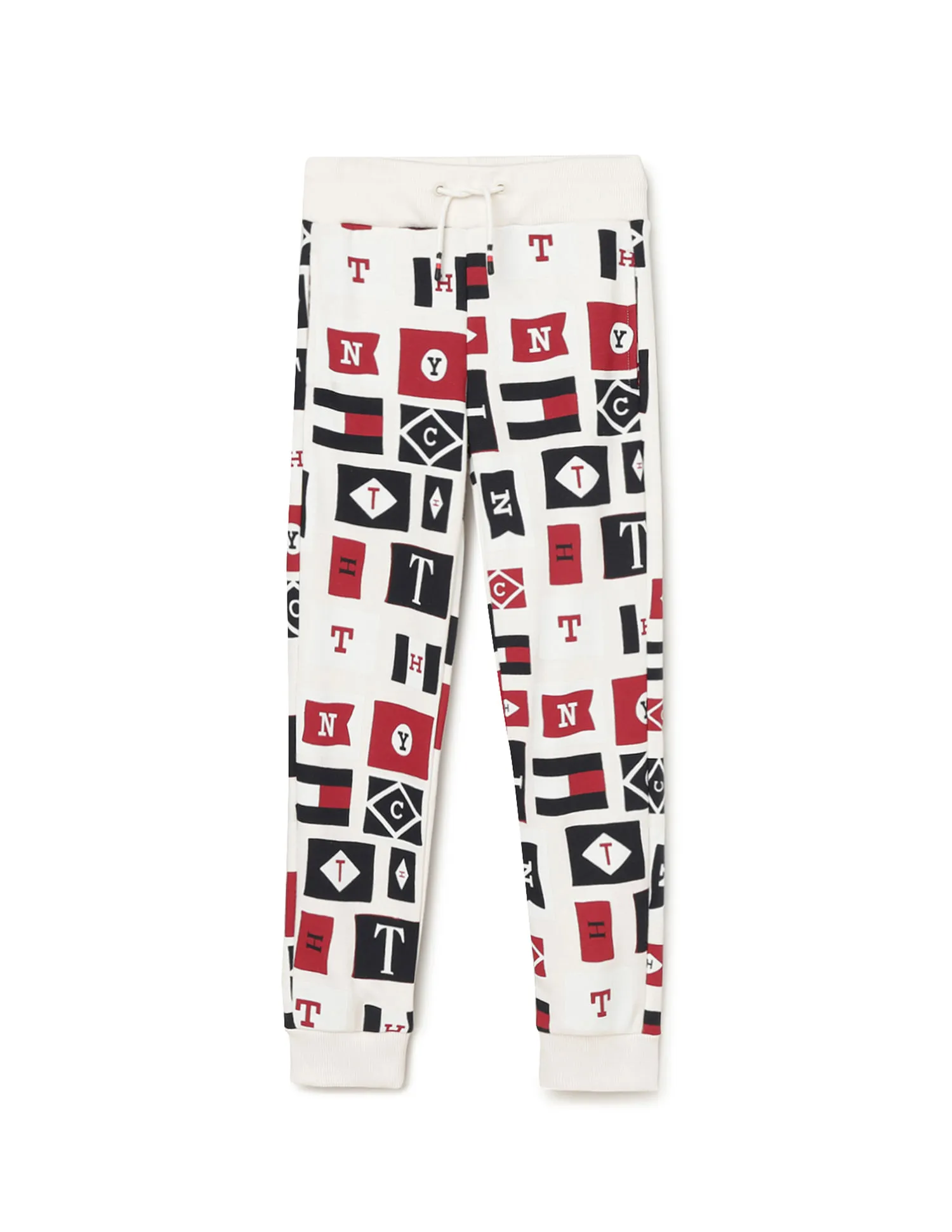 Tommy Hilfiger Kids Mid Rise Flag Print Joggers