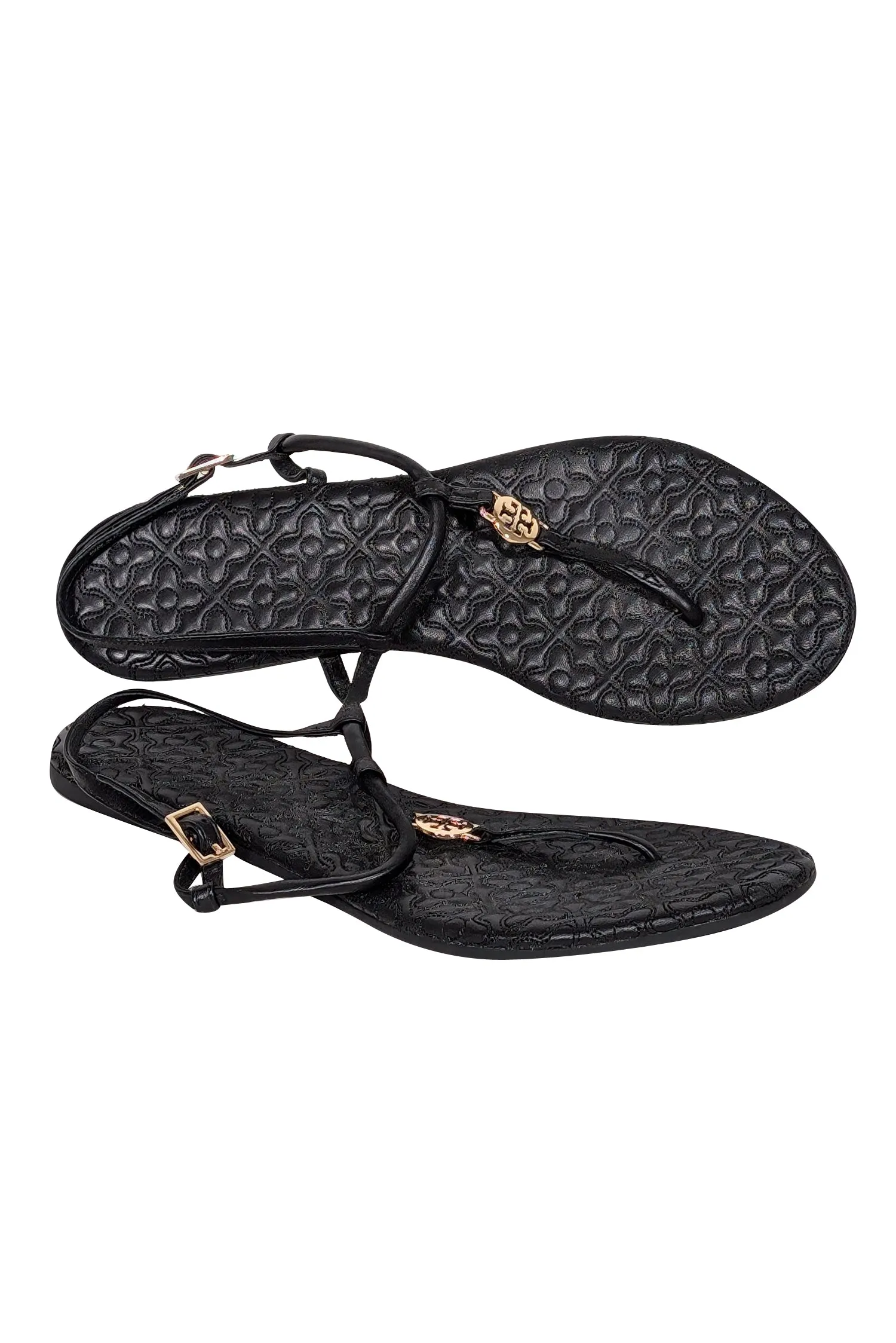 Tory Burch - Black Quilted Leather Strappy Sandals Sz 8