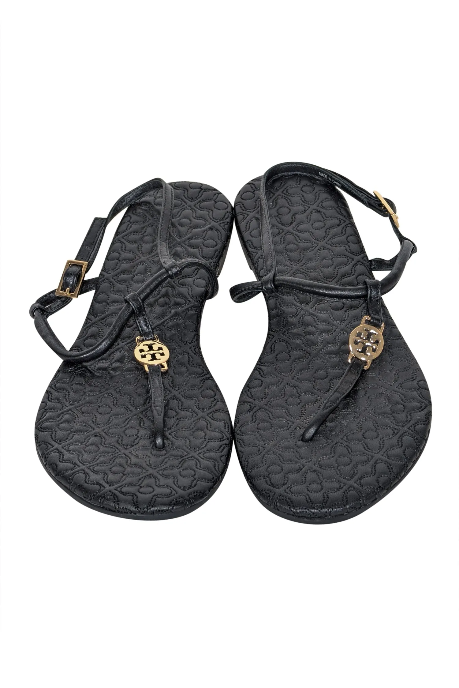 Tory Burch - Black Quilted Leather Strappy Sandals Sz 8