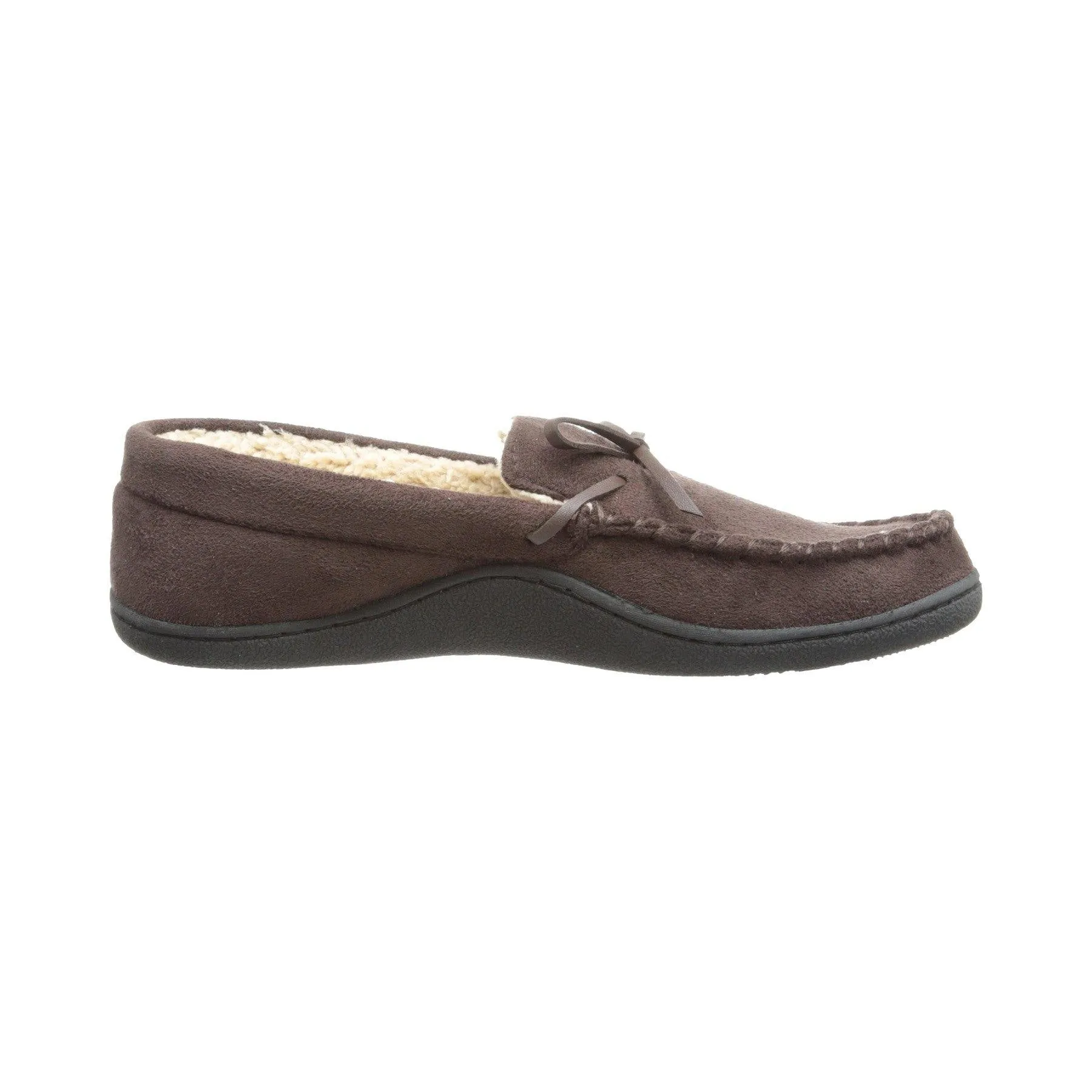 Totes Men's Microsuede Boater Moccasin Slipper with Sherpa Lining  