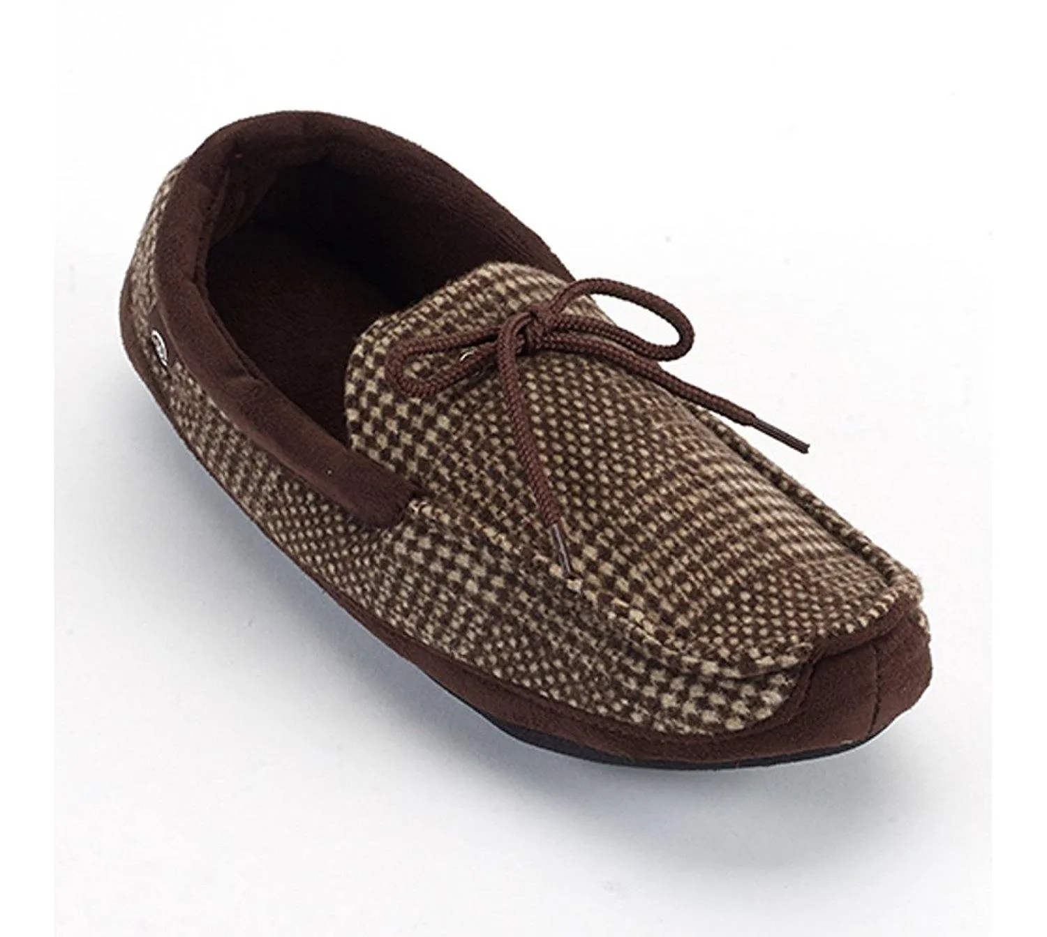 Totes Men's Microsuede Boater Moccasin Slipper with Sherpa Lining  