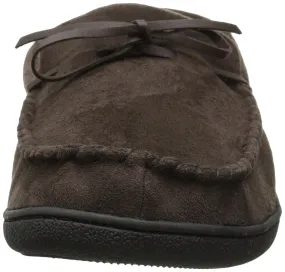 Totes Men's Microsuede Boater Moccasin Slipper with Sherpa Lining  