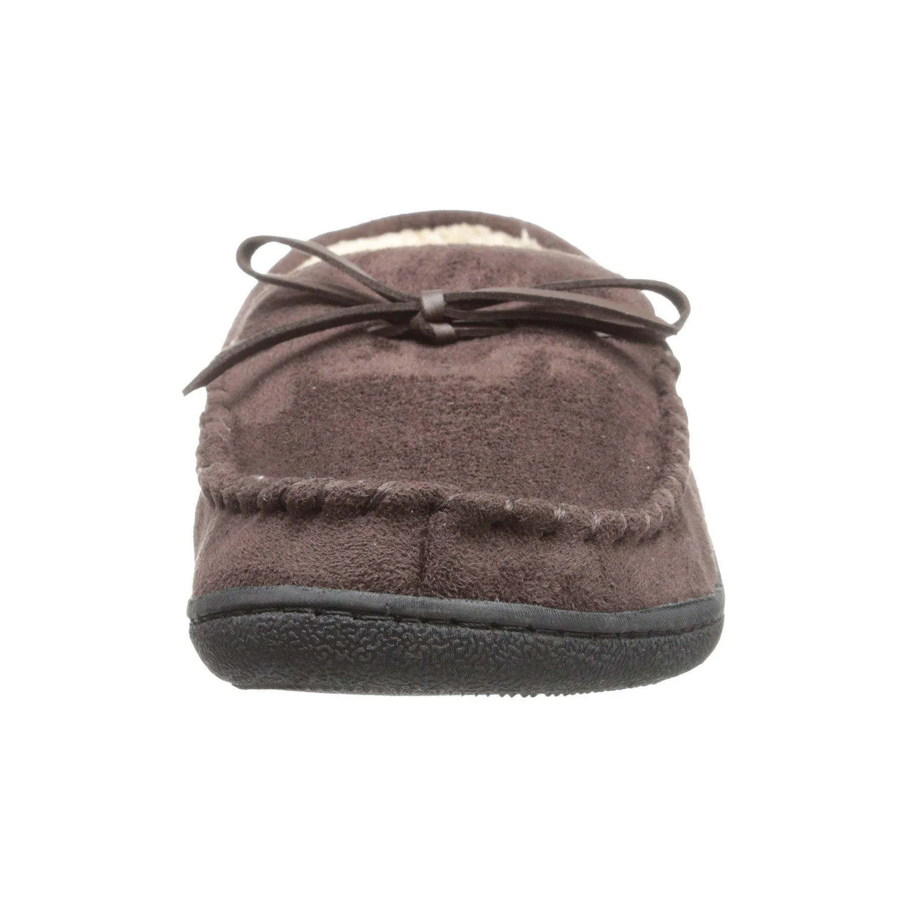 Totes Men's Microsuede Boater Moccasin Slipper with Sherpa Lining  