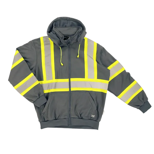 Tough Duck Men's Unlined C1 Hi-Vis Full-Zip Safety Hoodie