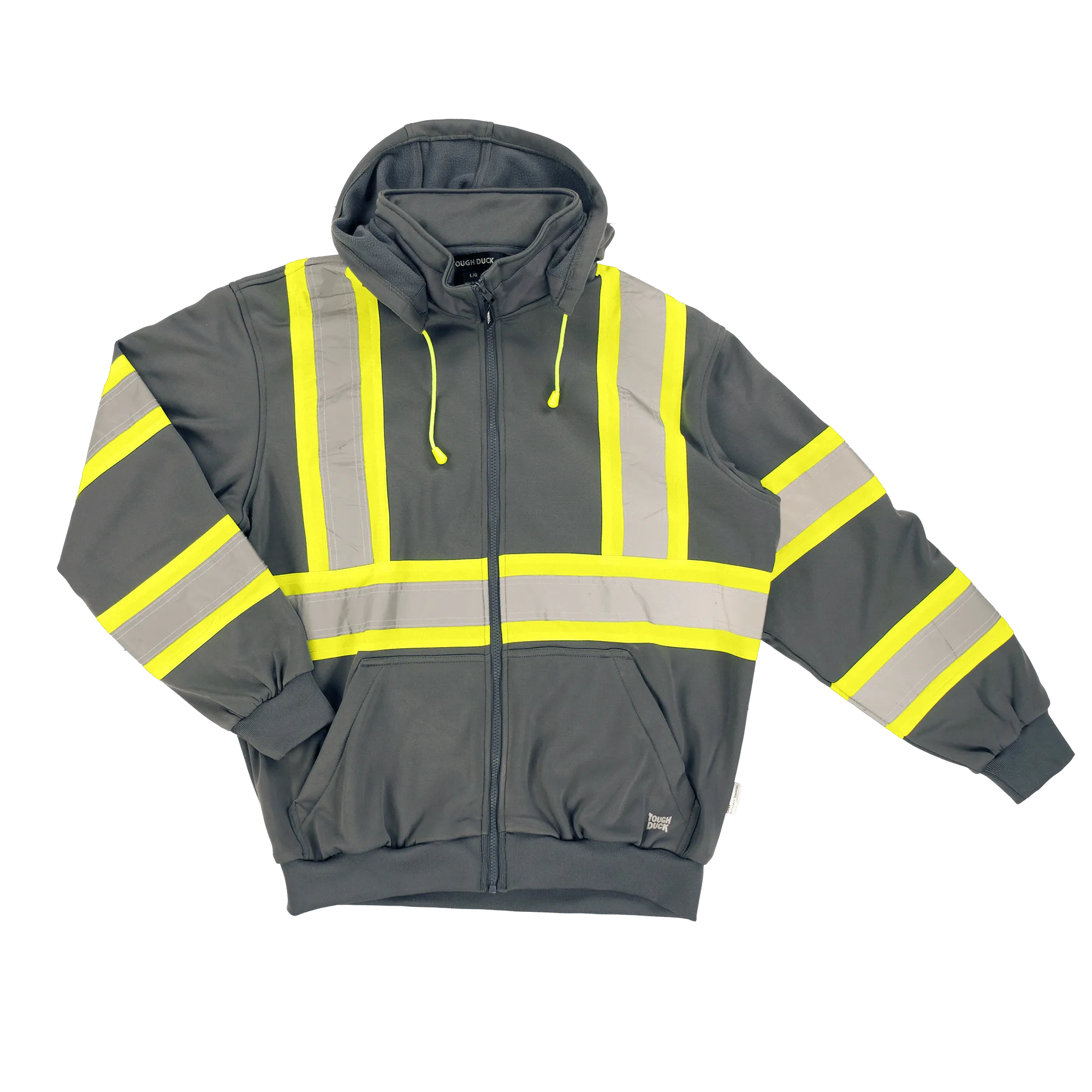 Tough Duck Men's Unlined C1 Hi-Vis Full-Zip Safety Hoodie