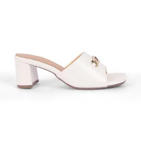 Tresmode Adare White Women's Dress Block Heel Sandals