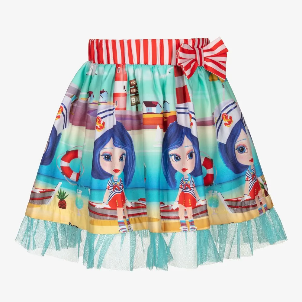 Turquoise Blue Cotton Skirt