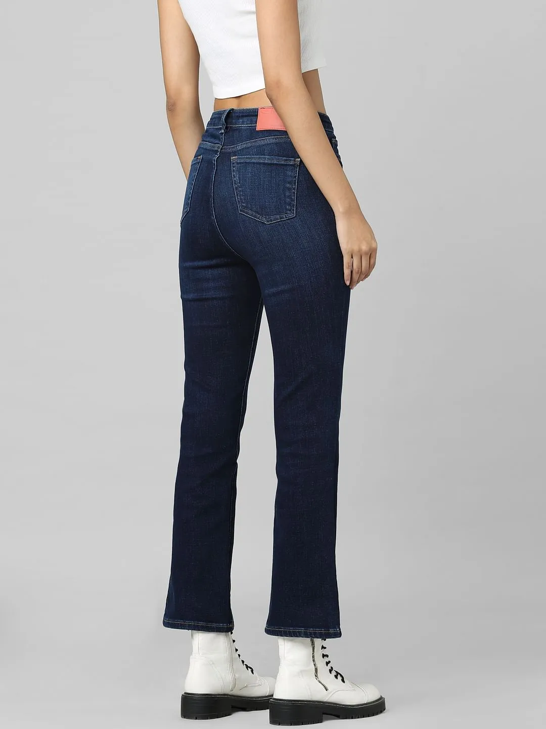 UNIQUE Dark Blue High Rise Flared Jeans