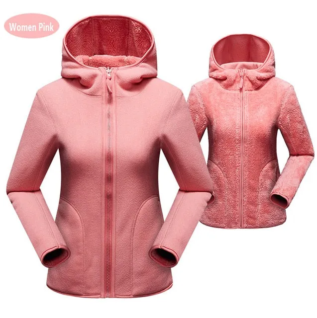 Unisex Reversible Men and Women Warm Polar/Coral Fleece Hooded Jacket