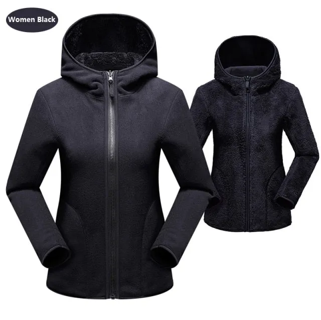 Unisex Reversible Men and Women Warm Polar/Coral Fleece Hooded Jacket