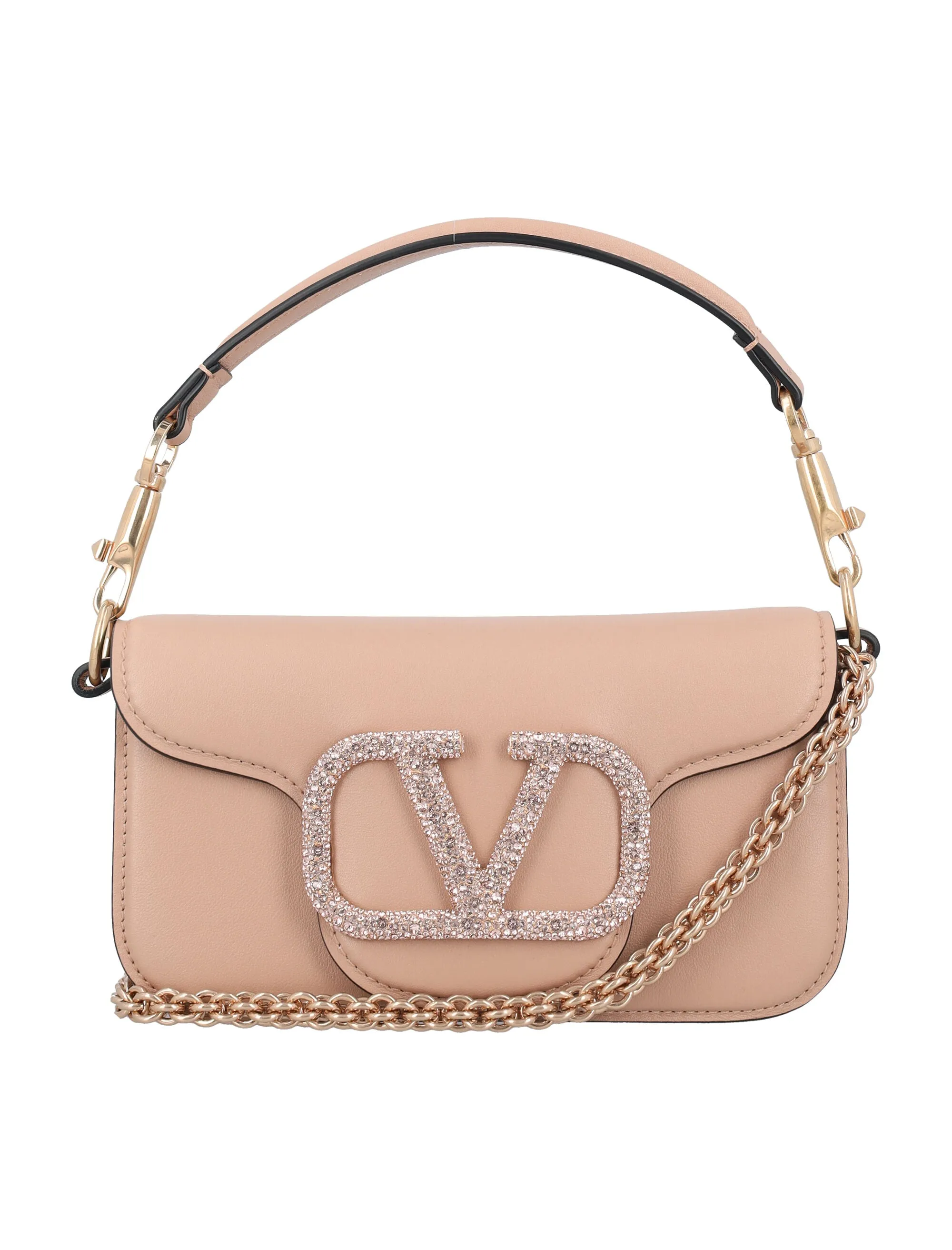 VALENTINO GARAVANI Elegant Mini Crystal Shoulder Bag with VLogo - 11x19.5x5.5 cm