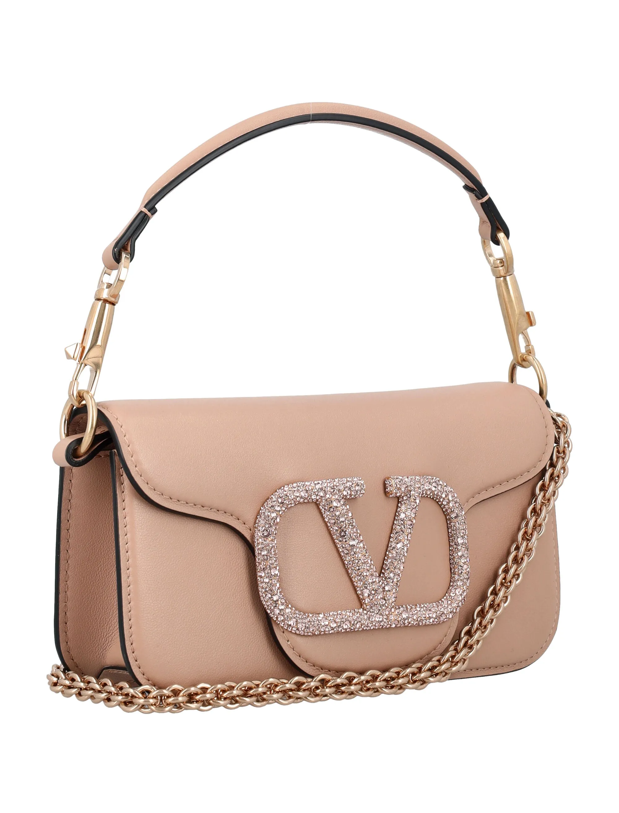 VALENTINO GARAVANI Elegant Mini Crystal Shoulder Bag with VLogo - 11x19.5x5.5 cm