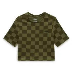 Vans Women's Checker Crew Crop Tshirt- Olivine