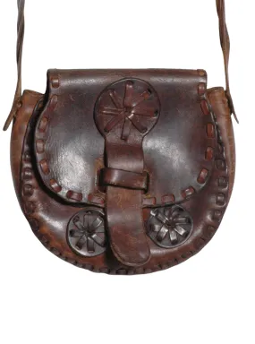 Vintage 1970's Hand Tooled Leather Handbag - Brick Vintage