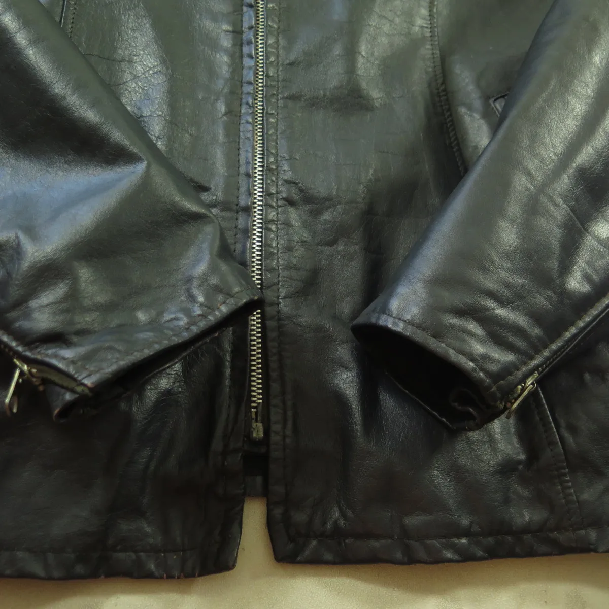 Vintage 60s Cafe Racer Leather Biker Jacket 40 or M Blue Motorcycle