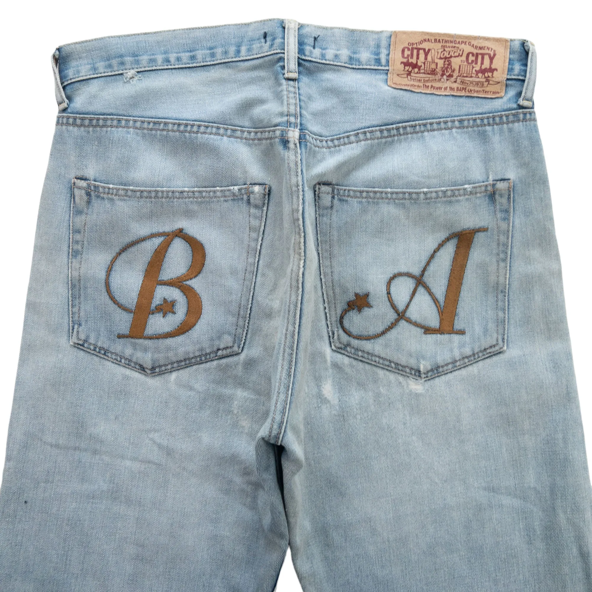 Vintage BAPE Embroidered Denim Jeans Size W34 | Second Wave Vintage