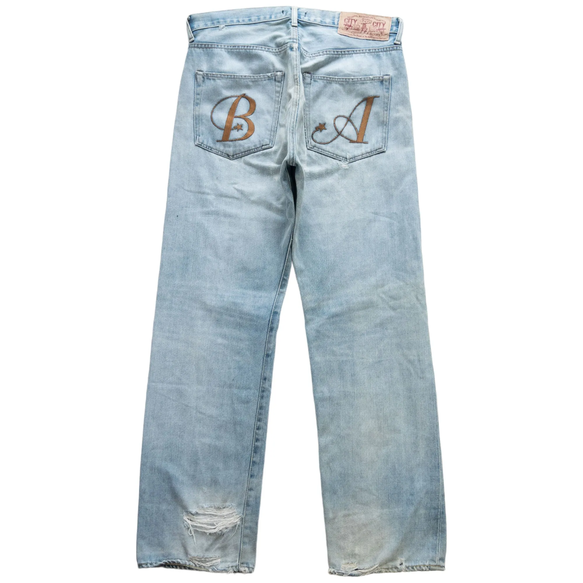 Vintage BAPE Embroidered Denim Jeans Size W34 | Second Wave Vintage