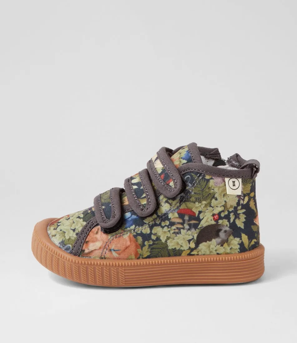 WALNUT Fleur Harris Billie Tot Charcoal Canvas Sneakers