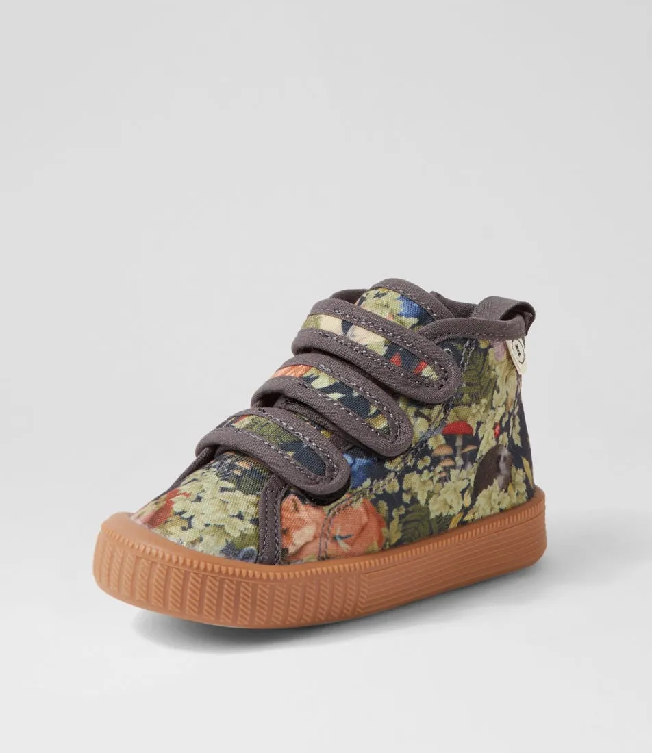 WALNUT Fleur Harris Billie Tot Charcoal Canvas Sneakers