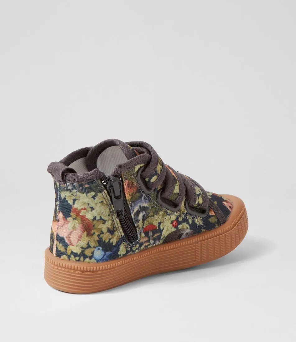 WALNUT Fleur Harris Billie Tot Charcoal Canvas Sneakers