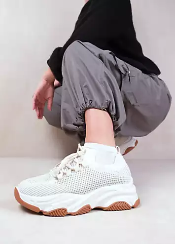 Where’s That From Whisper Beige Chunky Sole Knit Trainers | Kaleidoscope