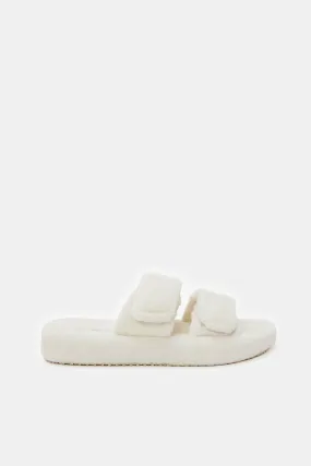 Women White Double Strap Slipper